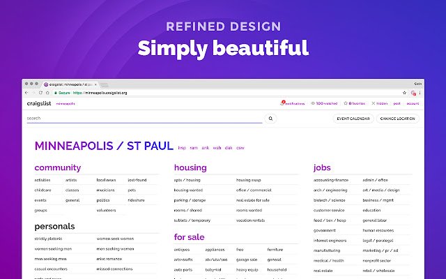 Craigslist Website User Interface